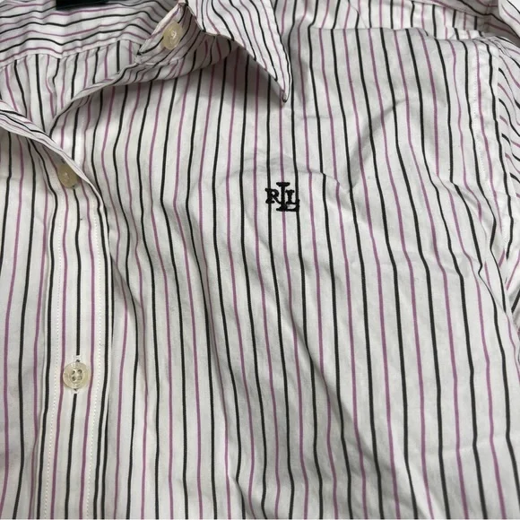 Bundle 2 Ralph Lauren Women’s M Long Sleeve Button-Front  Striped Shirt L080123 - Picture 8 of 11